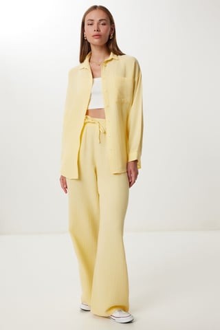 High Waist Wide Leg Two-Piece Co-ord Set with Shirt Collar