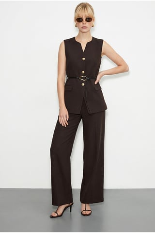 High Waist V-Neck Belted Two-Piece Co-ord Set