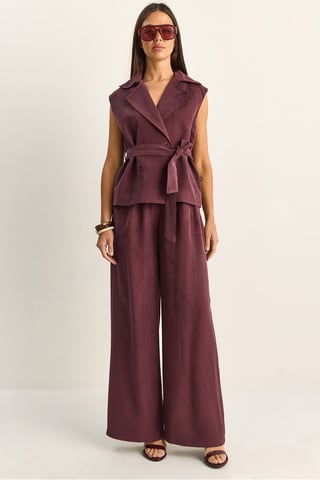 High Waist Wide Leg Co-ord Set with Shawl Collar