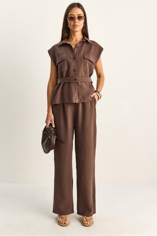 Belted Wide Leg Two-Piece Set