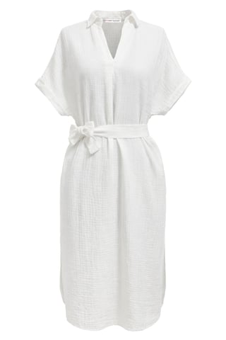 Belted Short-Sleeve Midi Dress