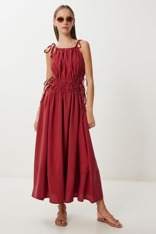 Halter Neck Tie Detail Midi Dress