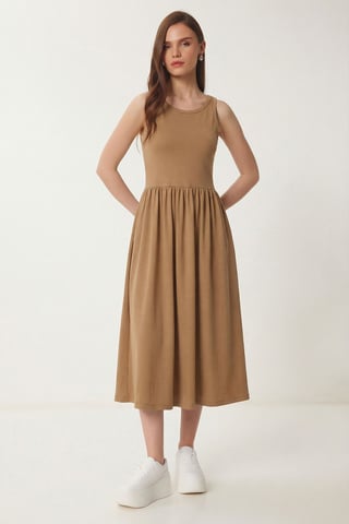 Sleeveless Crew Neck Midi Dress