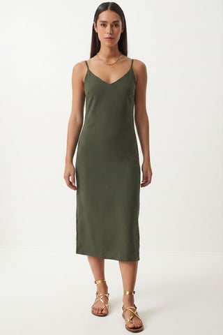 V-Neck Sleeveless Midi Slip Dress