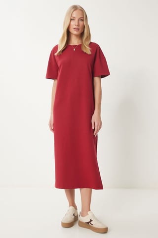 Midi Cotton Dress with Slit