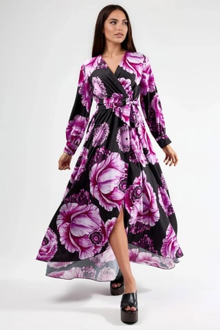 Floral Tie Detail Midi Dress