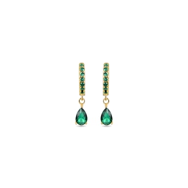 Luxenter Sterling Silver 925 earrings with Emerald Zirconia finished in 18K yellow gold - Intheon