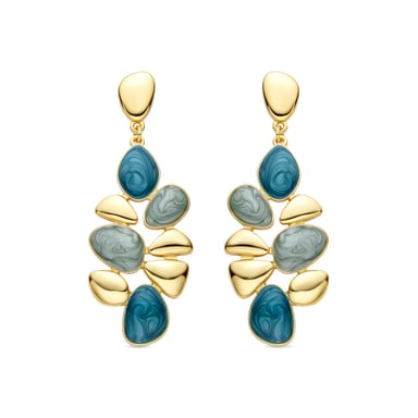 Luxenter green resin earrings finished in 18K yellow gold - Nortul