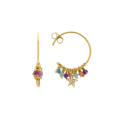 Luxenter Sterling Silver 925 and Multicolour Crystal earrings finished in 18k yellow gold - Star
