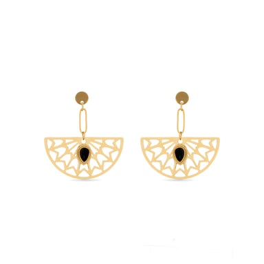 Luxenter Onyx earrings finished in 18K yellow gold - Tawa