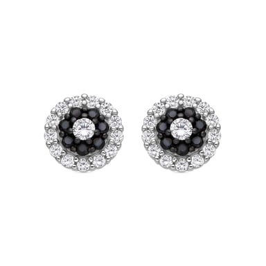 Luxenter 925 Sterling Silver and Onyx Zirconia rhodium plated earrings - Ziadri
