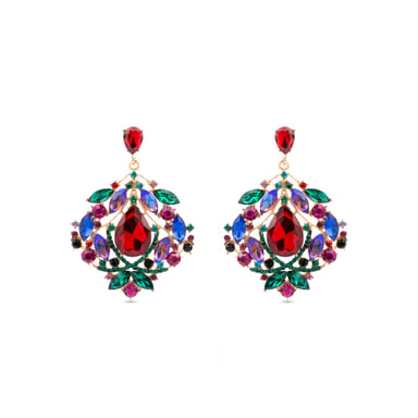 Luxenter Earrings with Multicolour Crystal 18k gold finish - Moken