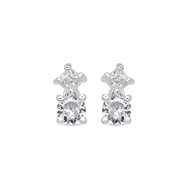 Luxenter earrings with shiny silver finish zirconia - Viaber