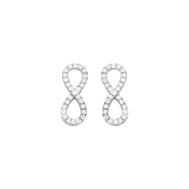 Luxenter Rhodium Plated Zirconia Earrings - Infinity
