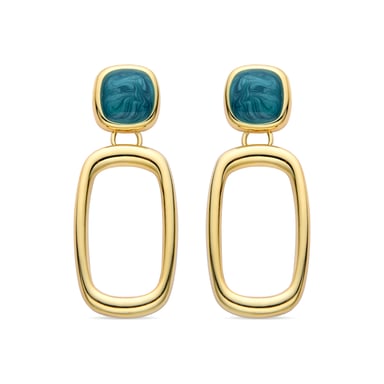 Luxenter green resin earrings finished in 18K yellow gold - Orzur