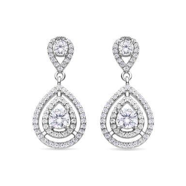 Luxenter 925 Sterling Silver and Rhodium Plated Brilliant Zirconia Earrings - Yssyl