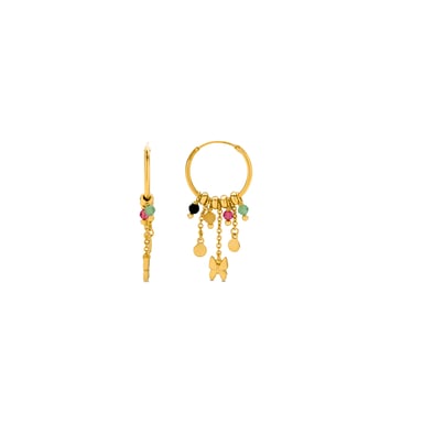 Luxenter Sterling Silver 925 earrings with Multicolour Crystal finished in 18K yellow gold - Butterfly