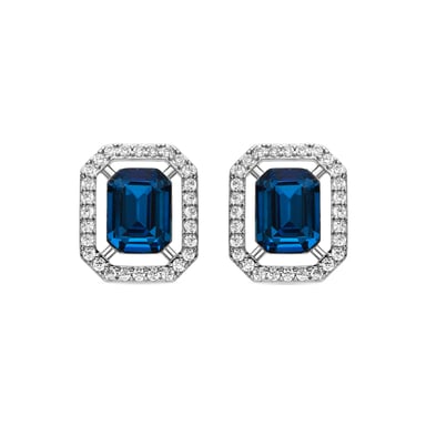 Luxenter Earrings with Blue Topaz Zirconia silver finish - Surin