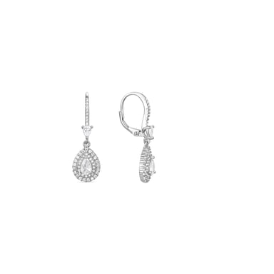 Luxenter Sterling Silver 925 Örhängen med Rhodiumpläterad Briljant Zirkonia - Shiyi