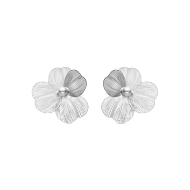 Luxenter White Pearl Earrings rhodium plated - Leina