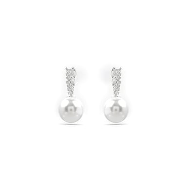 Luxenter earrings with white pearl silver finish - Anvithi