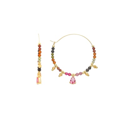 Luxenter Multicolour Tourmaline earrings finished in 18k yellow gold - Baim