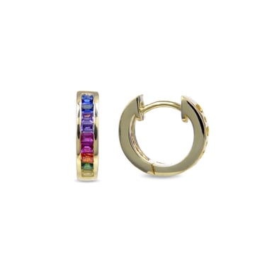 Luxenter Sterling Silver 925 earrings with Multicolour Zirconia finished in 18K yellow gold - Tuhato