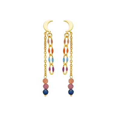 Luxenter Sterling Silver 925 and Multicolour Crystal 18k gold finish earrings - Liesi
