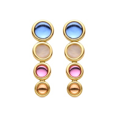 Luxenter Multicolour Kristallen Oorbellen afgewerkt in 18K geel goud - Longki