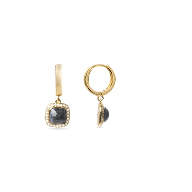 Luxenter earrings with dark blue crystals finished in 18K yellow gold - Liw