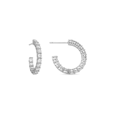 Luxenter earrings with shiny silver finish zirconia - Chenfa
