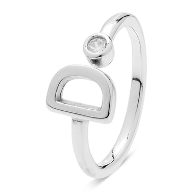 Luxenter 925 Sterling Silver Ring with Rhodium Plated Brilliant Zirconia - Alphabet