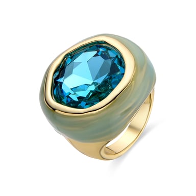 Luxenter Green Crystal ring finished in 18K yellow gold - Mantis