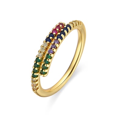 Luxenter ring with Multicolour Zirconia 18k gold finish - Tazel