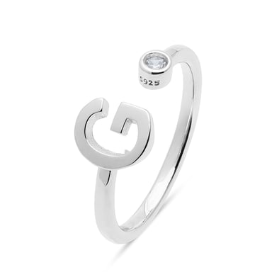 Luxenter 925 Sterling Silver Ring with Rhodium Plated Brilliant Zirconia - Alphabet