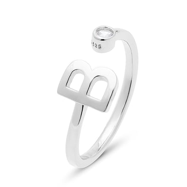 Luxenter 925 Sterling Silver Ring with Rhodium Plated Brilliant Zirconia - Alphabet