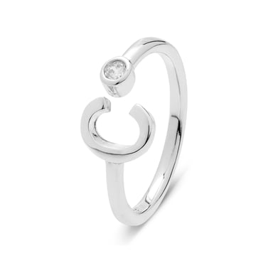 Luxenter 925 Sterling Silver Ring with Rhodium Plated Brilliant Zirconia - Alphabet