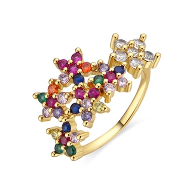 Luxenter ring with Multicolour Zirconia 18k gold finish - Qianvi