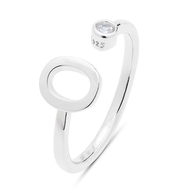 Luxenter 925 Sterling Silver Ring with Rhodium Plated Brilliant Zirconia - Alphabet