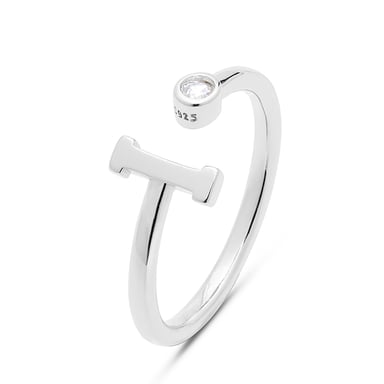 Luxenter 925 Sterling Silver Ring with Rhodium Plated Brilliant Zirconia - Alphabet