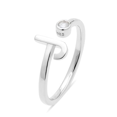 Luxenter 925 Sterling Silver Ring with Rhodium Plated Brilliant Zirconia - Alphabet