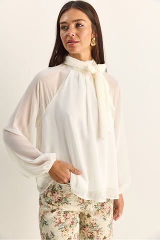 Turtleneck Chiffonblus