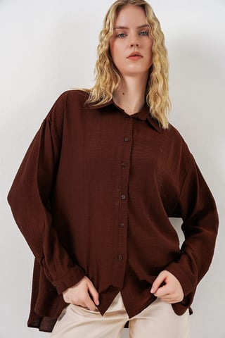 Oversized Long-Sleeve Button-Up Shirt