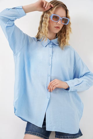 Oversized Long-Sleeve Button-Up Shirt