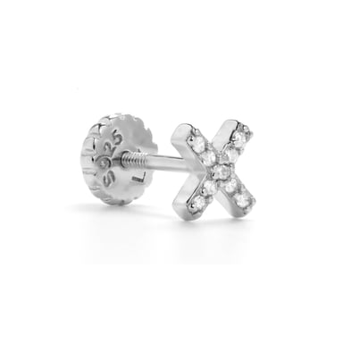 Luxenter 925 Sterling Silver Piercing with Rhodium Plated Brilliant Zirconia - Garlin
