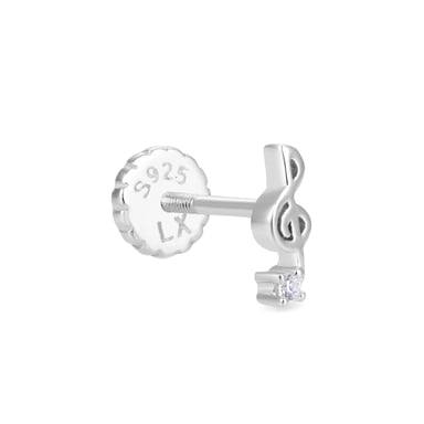 Luxenter 925 Sterling Silver Piercing med Rhodiumpläterad Briljant Zirkonia - Tiha