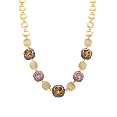 Luxenter Multicolour Zirconia necklace finished in 18k yellow gold - Drogolo