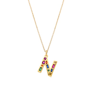 Luxenter Necklace with Multicolour Zirconia 18k gold finish - Alphabet