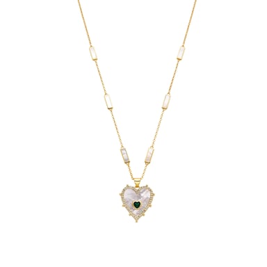 Luxenter necklace in 925 sterling silver and 18k gold finish white mother-of-pearl - Limy