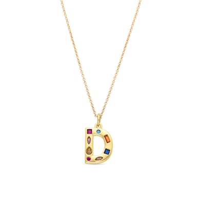 Luxenter Necklace with Multicolour Zirconia 18k gold finish - Alphabet